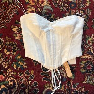 Reformation Pacie Linen White Corset Top